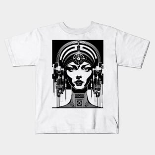 Telepathic Cyborg Retro Sci-fi (black) Kids T-Shirt